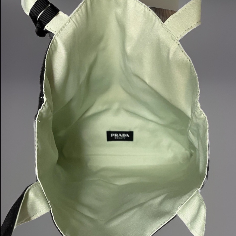 NEW Prada Beauty Reversible Large Tote Mint Green Black Nylon Tote Bag + Pouch - Picture 10 of 11